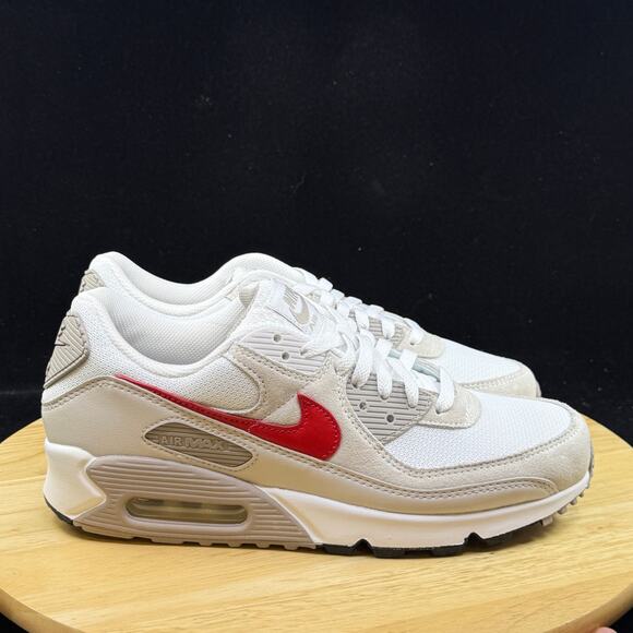 Nike Air Max 90 'White Grey University Red' DM0029-113 Men's Size 9.5 Shoes - Picture 5 of 10